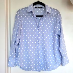 Zara Polka dot button down shirt